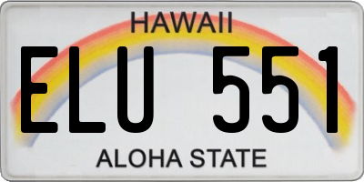 HI license plate ELU551