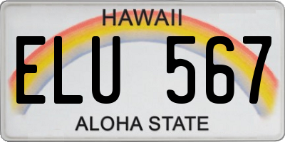 HI license plate ELU567