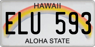 HI license plate ELU593