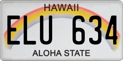 HI license plate ELU634