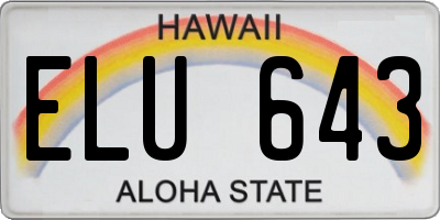 HI license plate ELU643