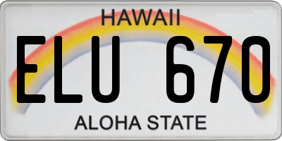 HI license plate ELU670
