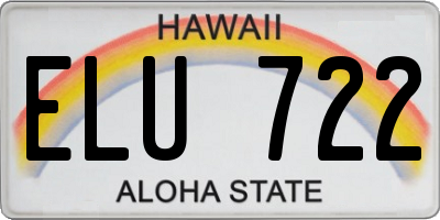 HI license plate ELU722