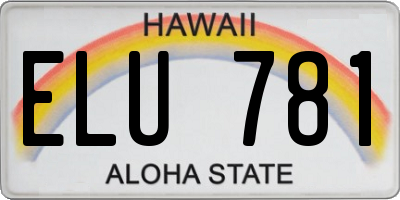 HI license plate ELU781