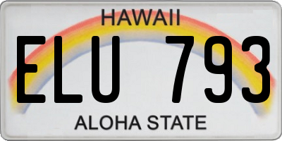 HI license plate ELU793
