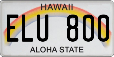 HI license plate ELU800