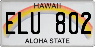 HI license plate ELU802