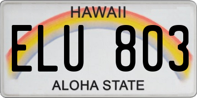 HI license plate ELU803