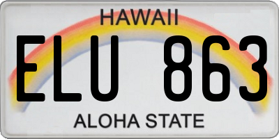 HI license plate ELU863