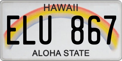 HI license plate ELU867