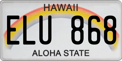 HI license plate ELU868