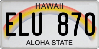 HI license plate ELU870