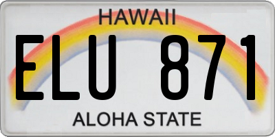 HI license plate ELU871