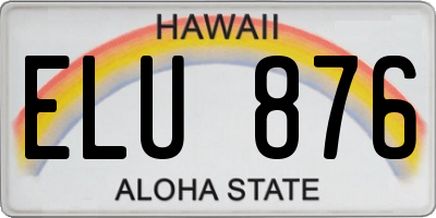 HI license plate ELU876