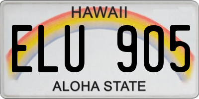 HI license plate ELU905
