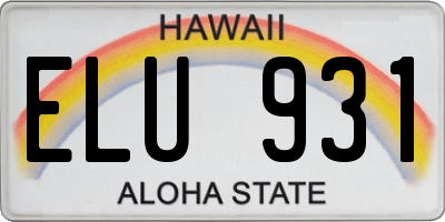 HI license plate ELU931