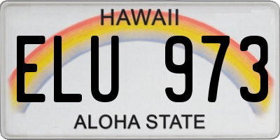 HI license plate ELU973
