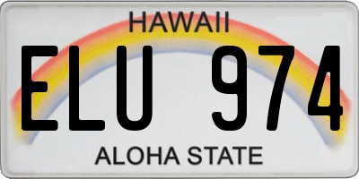 HI license plate ELU974