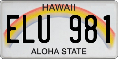 HI license plate ELU981