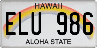 HI license plate ELU986