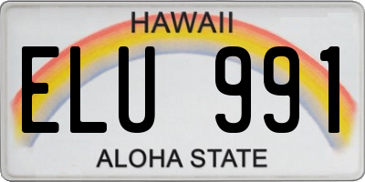 HI license plate ELU991