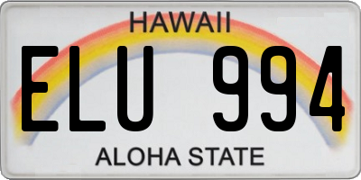 HI license plate ELU994