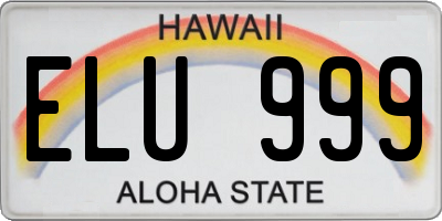 HI license plate ELU999