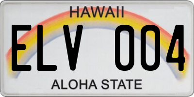 HI license plate ELV004