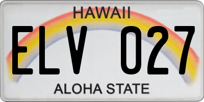 HI license plate ELV027