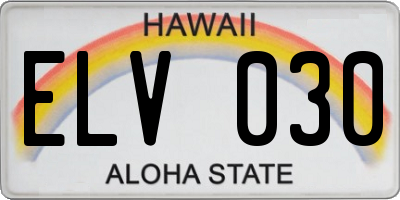 HI license plate ELV030