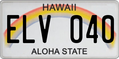 HI license plate ELV040