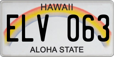 HI license plate ELV063