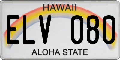 HI license plate ELV080