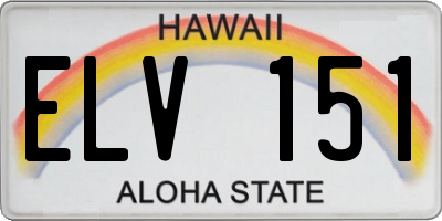 HI license plate ELV151