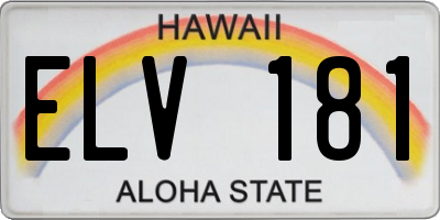 HI license plate ELV181