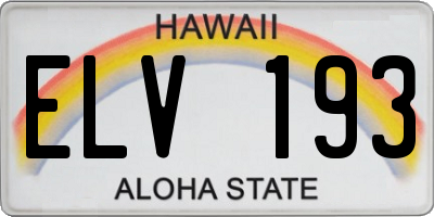 HI license plate ELV193