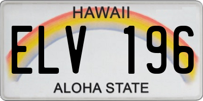 HI license plate ELV196
