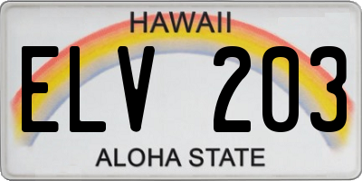 HI license plate ELV203