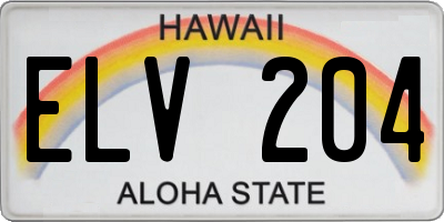 HI license plate ELV204