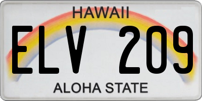 HI license plate ELV209