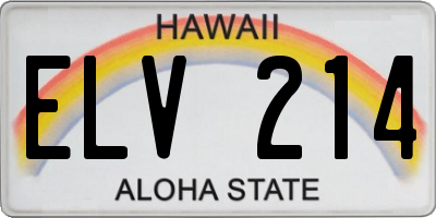 HI license plate ELV214
