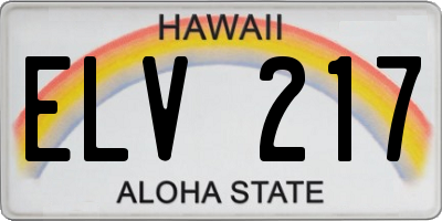 HI license plate ELV217