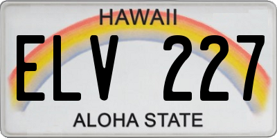 HI license plate ELV227