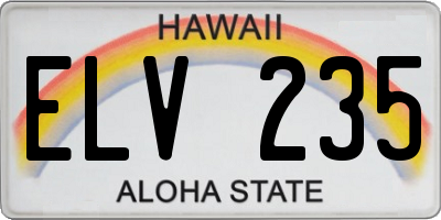 HI license plate ELV235