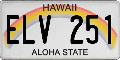 HI license plate ELV251