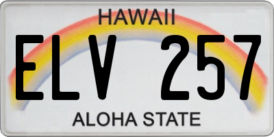 HI license plate ELV257