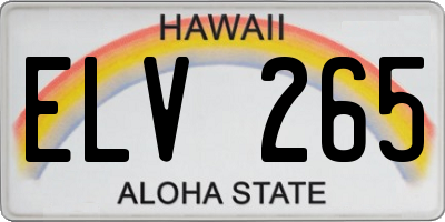 HI license plate ELV265