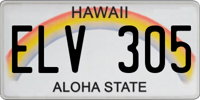 HI license plate ELV305