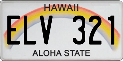 HI license plate ELV321
