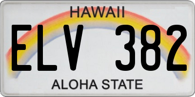 HI license plate ELV382